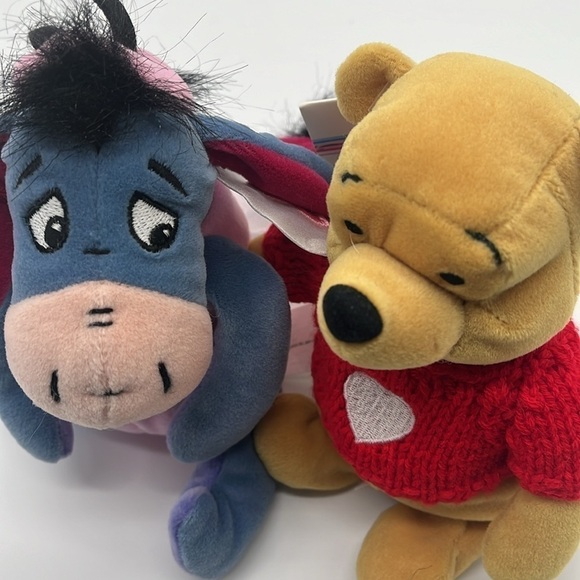 NWT Disney Valentines Plush Winnie Pooh Red Sweater + Love Bug Eeyore Stuffed - Picture 10 of 16
